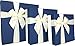 Cypress Lane Square Rigid Gift Box with Ribbon, 11 inches, a Nested Set of 3 (Blue/White)