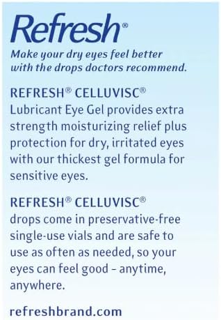 Refresh Celluvisc Lubricant Soothing Eye Gel, 0.01 oz Single Use Vials, 30 Count Per Box (6 Boxes) by Refresh