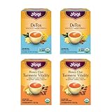 Yogi Tea DeTox and Wellness Variety Pack 4pk - 16 Tea Bags per Pack (4 Pack) - Organic Herbal Cleansing Teas - Includes (2 Boxes Each) of Honey Chai Turmeric Vitality & DeTox - Caffeine-Free Teas