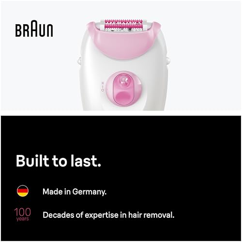 Braun Silk·épil 3, Corded Epilator, Easy Hair Removal, Lasting Smooth Skin, Includes Shaver Head and Trimmer Comb, 3-031, Pink