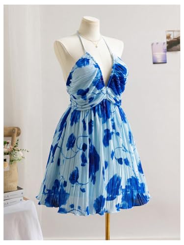 Floerns Women's Plus Size Tie Dye Halter Dress Sleeveless Ruched A Line Mini Dresses3