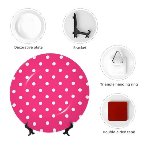 Plato decorativo compacto rosa lunares 6 pulg miniatura 4