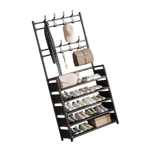 Étagère à chaussures en fer durable noire avec 5 niveaux - 8
