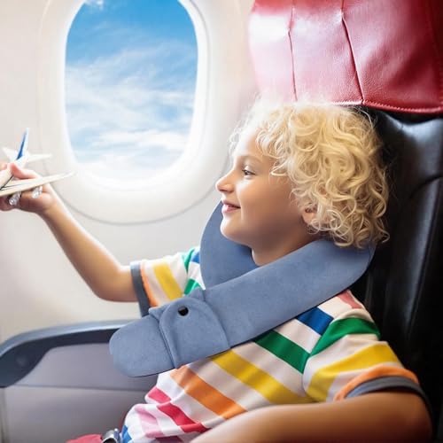 Image of Kids Travel Neck Pillow, Toddler Travel Pillow for Car & Airplane | Comfortably Travel Neck Pillow with Head & Chin Support for Road Trip Rest, Gifts for Toddler /Kids