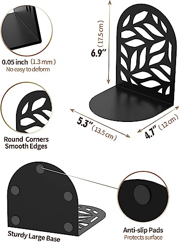 Image of Herrlich Homes Heavy Duty Book Ends to Hold Books | Decorative Bookends for Shelves| Premium Book Stoppers for Home, Office, School | Black | Pair of 1 | Large