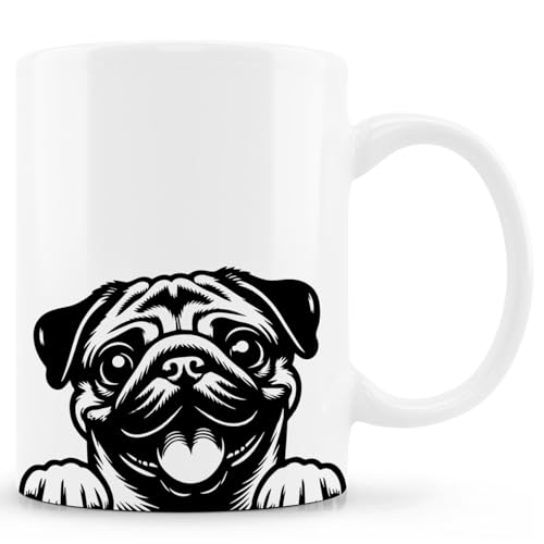 Taza de cerámica con diseño Pug 11 onzas miniatura 1