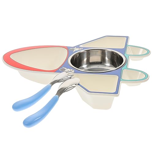 ifundom 1 Set Cartoon Airplane Divided Food Plate for Food Grade Serving Dish Easy to Clean Design for Home School Use