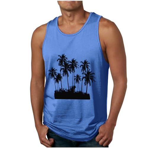Camisetas de Tirantes Hombre 2024 Verano Moda Camiseta sin Mangas Estampado Hawaiano Playa Jogging Deporte Casual Gym Original Chandal Tank Top T-Shirt básica tee Chaleco