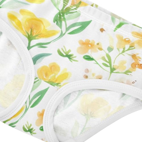 Personalized Girls Underwear Toddler 2t Cotton Panties for Girl Wildflowers Green Leaves Yellow Kids Briefs Undies4