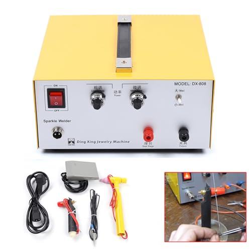 Image of Jewelry Welder TBVECHI Universal 110V 600W Adjustable Jewelry Spot Welder 80A Portable Pulse Arc Welder Permanent Jewelry Welder with Foot Pedal for Platinum, Gold, Silver and Steel, Yellow