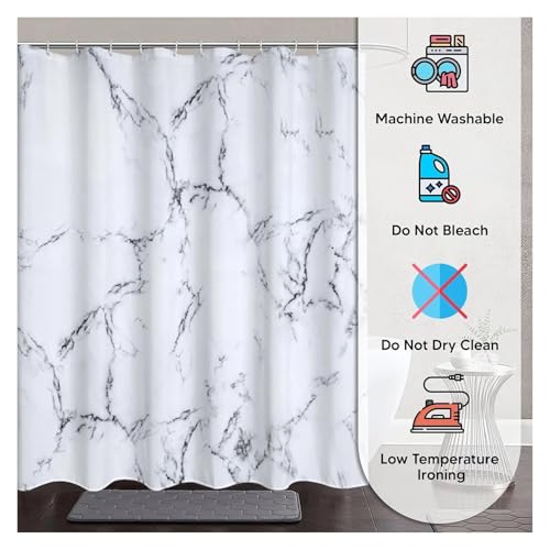 Rideau de douche imperméable marbre 180x180 avec œillets en métal - 4