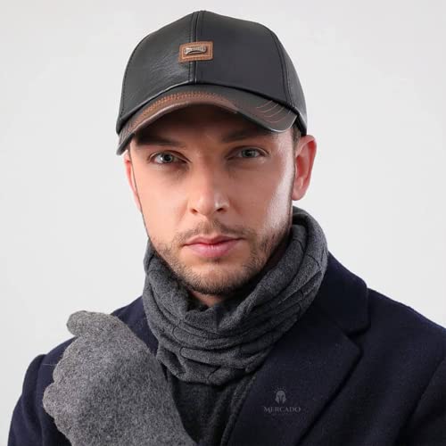 Boné Masculino Strapback de Couro Premium Modelo Exclusivo Cor:Preto;Tamanho:Ajustável