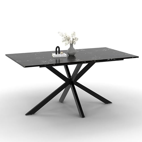 IDMarket – Mesa de comedor rectangular Alix 8 personas, pie araña...