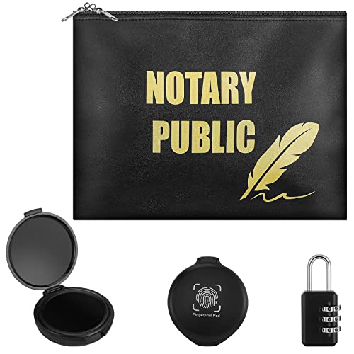 Notary Bag and Lock Fingerprint Ink Pad Kit Black Waterproof Notary Bag Notary Public Locking Bag Security Bag 2 Thumbprint Ink Pads Notary Supplies Kit Metal Combination Lock(4 Pack) by Junkin - Used condition - US$10.17