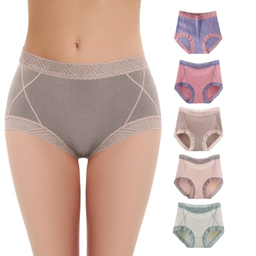WEASIC Pack Bragas Mujer Algodon Talle Alto Mujer Altas 100% Bragas de Algodon 100x100 cuecas Mulher algodão Braguitas Culotte Calzoncillos Culotte Braguitas (Confezione Da 5 Multicolori 2, M)