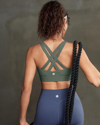 Image of RUNNING GIRL Sports Bra for Women High Support,Strappy Running Supportive High Impact Sports Bras with Sewn in Pads