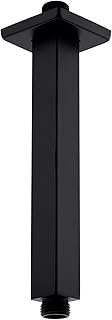 BESTILL 8 Inch Matte Black Ceiling Mount Shower Arm and Flange, Square Rain Shower Head Arm