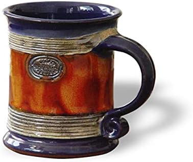 Blue and Orange Wheel Thrown Pottery Coffee or Tea Mug