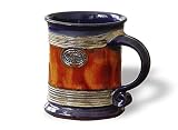 Blue and Orange Wheel Thrown Pottery Coffee or Tea Mug