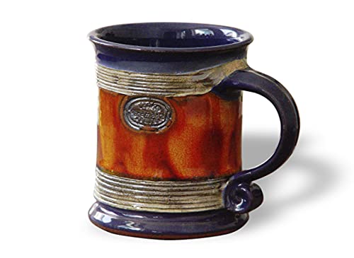 Blue And Orange Wheel Thrown Pottery Coffee Or Tea Mug #TOP19