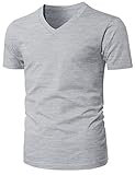 H2H Mens Short Sleeve Basic Slim Fit Tri-Blend or Cotton V Neck T Shirts GRAY US L/Asia XL (KMTTS0481)