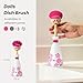 Vigar Dolls April Dish Brush with Ergonomic Handle and Dres-shaped Storage Holder - Scrub Brush for Pans, Pots, Kitchen Sink Cleaning, White, Pink