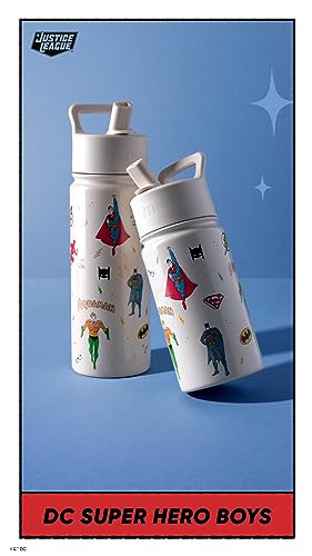 Image of Simple Modern Kids Summit Water Bottle with Straw Lid | DC Comics Superhero 14oz Stainless Steel Cup Insulated Tumbler for Toddlers, Boys, School | Super Hero Boys
