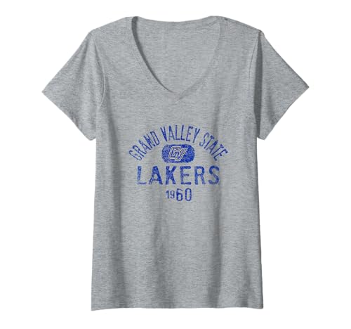 Womens Grand Valley State Lakers 1960 Vintage Logo V-Neck T-Shirt