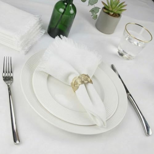 Cloth Dinner Napkins Set of 12 Fringe, 18x18 Inch, 85% Cotton 15% Linen by CLASSIC HOME TOUCH - Used condition - Image 2