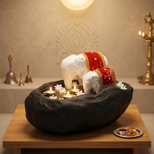 Image of Greymode Yaanai Uruli: Transform Spaces with Positive Vibes. Ideal for Home Decor & Gifting on Marriages & Housewarming(Nitya Alankaram (Uruli + Vasthram))