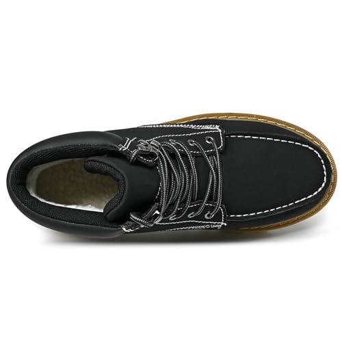 Image of MENS Work Boot High-tops Slip Resistant Protective Leather Shoes Outdoor Sports Fluffing Warm Shoes In Winter Cotton-padded Shose.