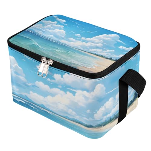 GzLeyigou Lunch Bags for Women Men 9 Cans,Ocean Hot & Cold Food Delivery Bag Insulated Grocery Bag Insulated Lunch Box Beach Seaside Cooler Bag for Office Work Picnic Beach