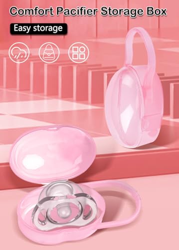 Image of AKOAK Pacifier Box, Travel Universal Pacifier Box with Handle, is Very Useful for Mothers - A Great BPA-Free Tool for Storing Pacifiers, Pack of 2 (Pink)