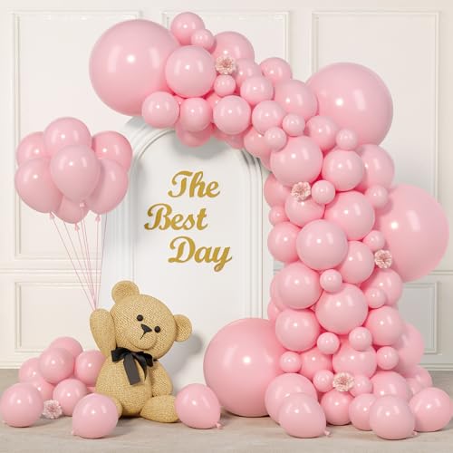 Image of 145pcs Pink Balloons Different Sizes 18 12 10 5 Inch Light Pink Balloon Arch Kit Garland for Birthday Party Graduation Baby Shower Wedding Valentine Christmas Anniversary Decorations