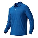 NAVISKIN Men's Long Sleeve Polo Shirts Golf Shirts Quick Dry UPF 50 Moisture Wicking Polo Shirts Navy Size M