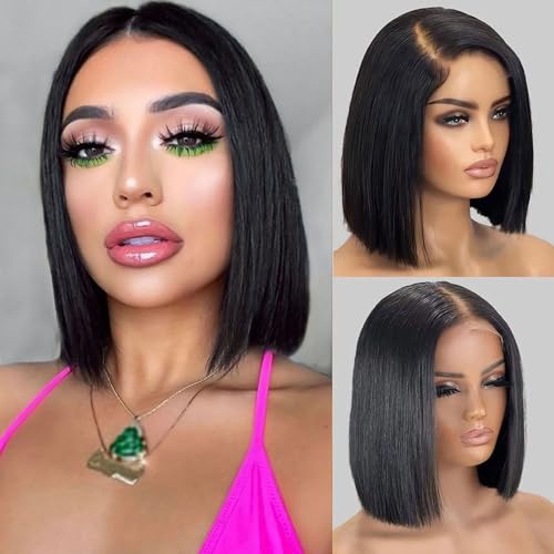 Maxine Straight Bob Wig Human Hair 13x4 HD Lace Front Human Hair Wigs Pre Plucked with Baby Hair Brazilian Straight Short Bob Wigs For Women 10inch