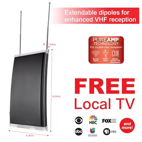 Antenne d'intérieur Crystal HD GE 48732 Pro Series solution signal TV faible