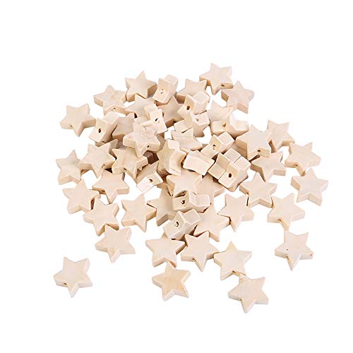 Cchude 100 Pcs Star Shape Natural Wood Beads Unfinished Wooden Loose Beads Spacer Beads With Hole For Craft Jewelry Making #TOP11
