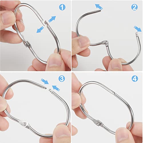 Goowin Duschvorhangringe 12 Stück, Duschvorhang Haken aus Metall, ovaler Ring, mit Schnappverschluss, duschringe für Duschvorhang (Chrom)