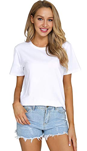 RightPerson Women's Casual Loose Short Sleeve Crewneck T-Shirts Solid Color Basic Summer Tops4