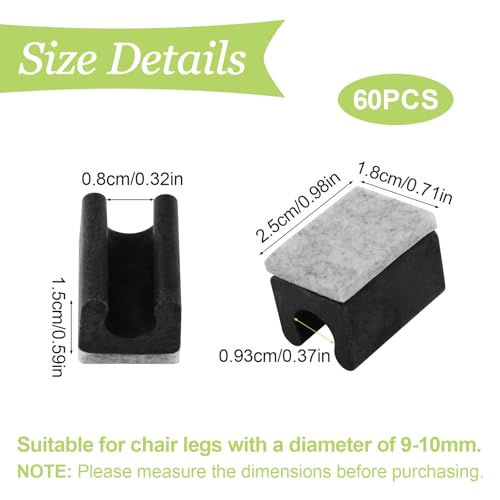 Almohadillas para sillas con protectores de suelo en forma de U de 9-10mm 3