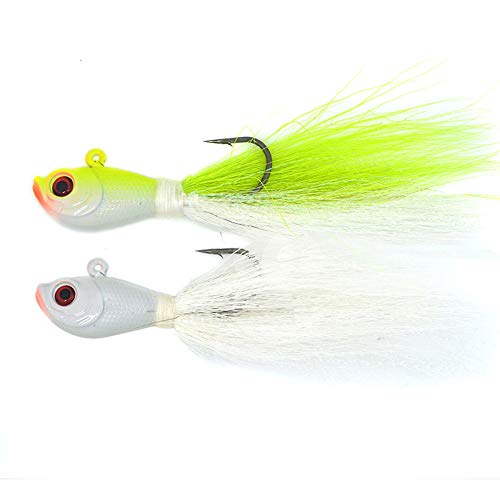 2 Pieces/lot Bucktail Jig Saltwater Saltwater Flounder Bass Bluefish Striper Teaser Bucktail Jigs (2.00)