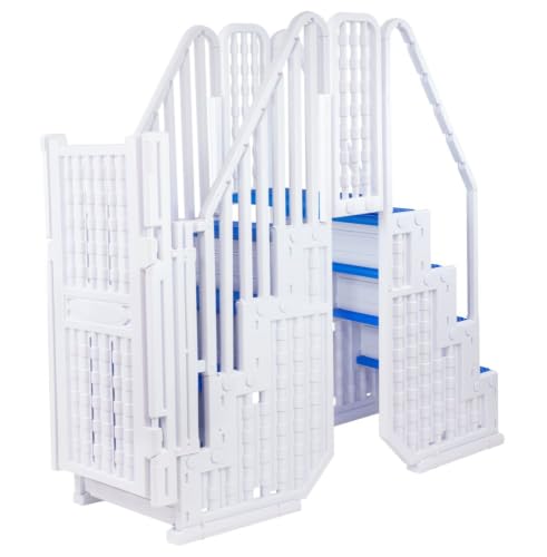 Everest Blue Pool Steps with Wide Textured Treads