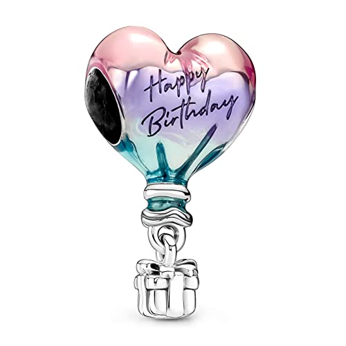 LaMenars Ciondolo Palloncino Buon Compleanno per Braccialetti Ciondoli con Perline in Argento Sterling 925 con Cubico Buon Compleanno Anniversario Gioielli Regali per Donne Ragazze Moglie