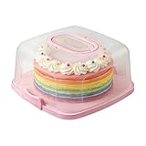 Xinhuju Tartas para transporte | Almacenamiento de alimentos transparente portátil – 25 cm Tartas Transporte Contenedor para Viajes Camping Exterior Hogar Cocina Magdalenas Tarta de Queso Postre