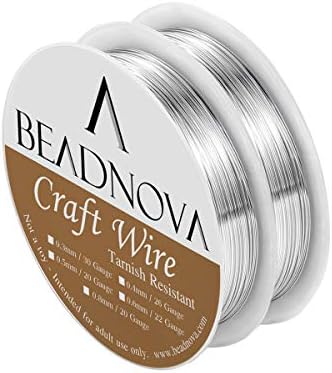 BEADNOVA Bare Copper Wire Tarnish Resistant Jewelry Making Wire (Silver Plated, 20 Gauge)