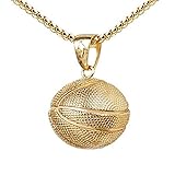 QEPOL Mode Basketball Anhänger Halskette Schmuck Edelstahlkette Hip Hop Sport Halskette Fitness Schmuck Basketball Fan Anhänger Halskette Hip Hop (Golden)