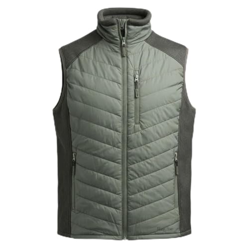 Image of Hazy Blue Windermere Mens Quilted Hybrid Gilet with Fleece Collar, Regular Fit (UK, Alpha, 3XL, Regular, Regular, Khaki)