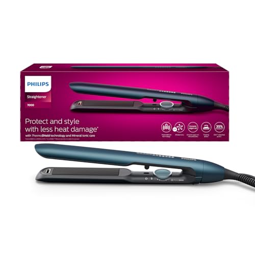 Philips 7000 Series Straightener BHS732/03 | ThermoShield technology | Ceramic Argan plate coating| 2x ion Mineral ion |Temperature range 120C - 230C 12 Settings| Floating plate Cool tips