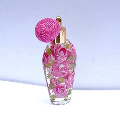 Vintage-Inspired Refillable Perfume Atomizer with Hand-Painted Pink Roses - Elegant Glass Spray Bottle for Floral Fragrance - Image 5